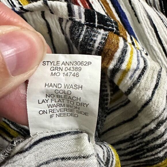 Figueroa & Flower Tribal Aztec Gauzy Blouse Womens L Petite Multicolor Boho Peas - Picture 6 of 9